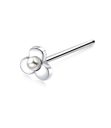 Flowery Pearl Silver Straight Nose Stud NSKA-201p